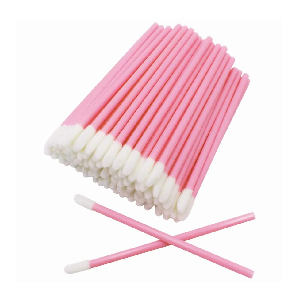 100 Pcs Disposable Lip Brushes Make Up Brush Lipstick Lip Gloss Wands Applicator Tool Makeup Beauty Tool Kits Pink