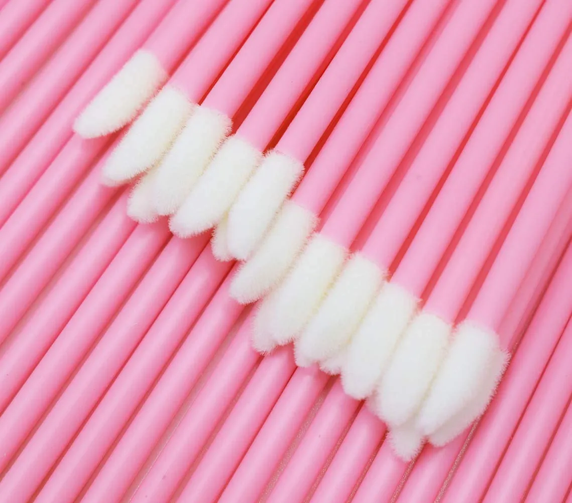 100 Pcs Disposable Lip Brushes Make Up Brush Lipstick Lip Gloss Wands Applicator Tool Makeup Beauty Tool Kits Pink