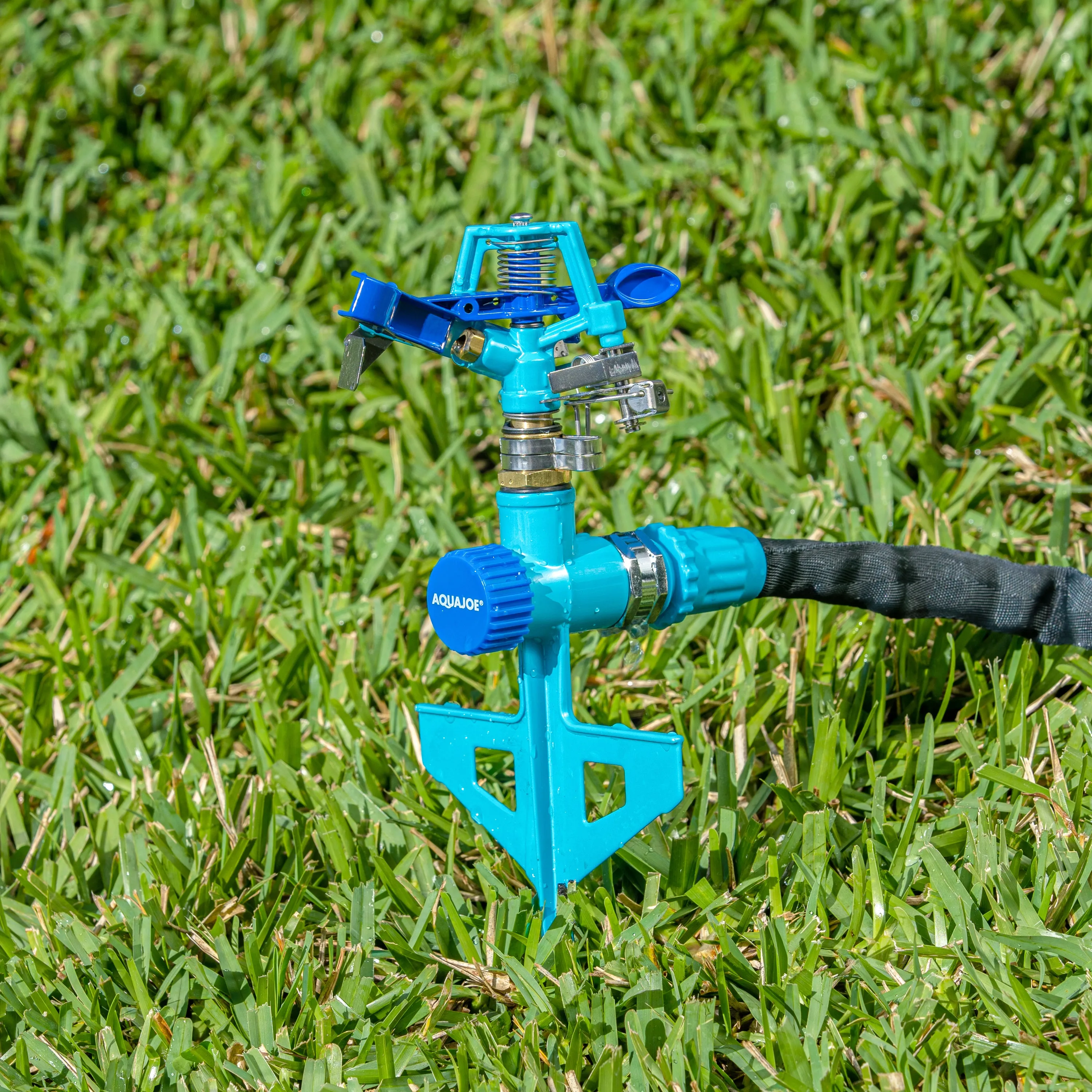 Aqua Joe AJ-ISSS Indestructible Zinc Impulse 360 Degree Sprinkler | Waters up to 1390 Sq Ft | Customizable Coverage