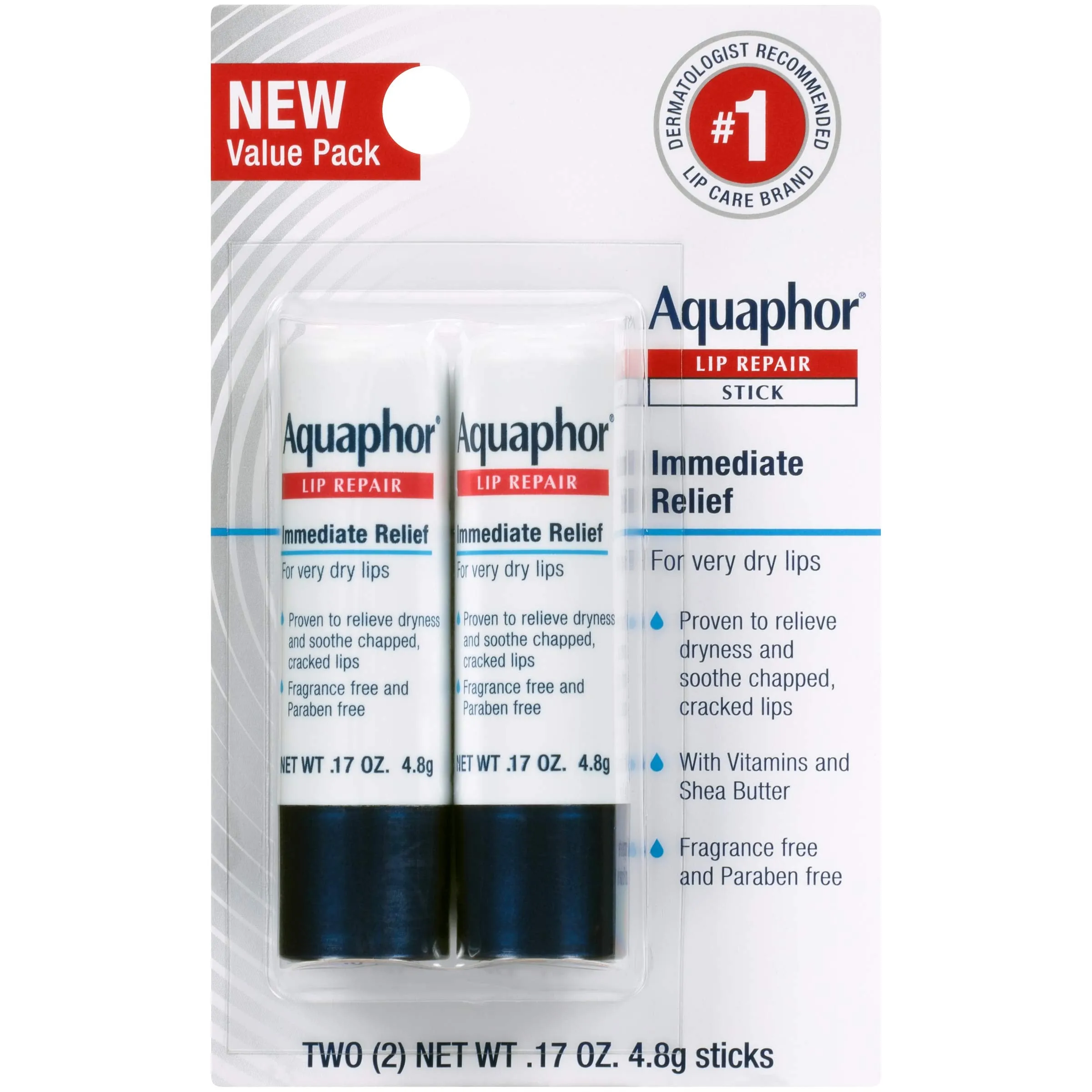 Aquaphor Lip Repair, Moisturizing Lip Balm Set, Soothes Dry Chapped Lips, Lip Repair Stick, 0.17 Oz (Pack of 2)   Lip Repair and Protect Stick, Lip Balm with Sunscreen SPF 30, 0.17 Oz (Pack of 2)