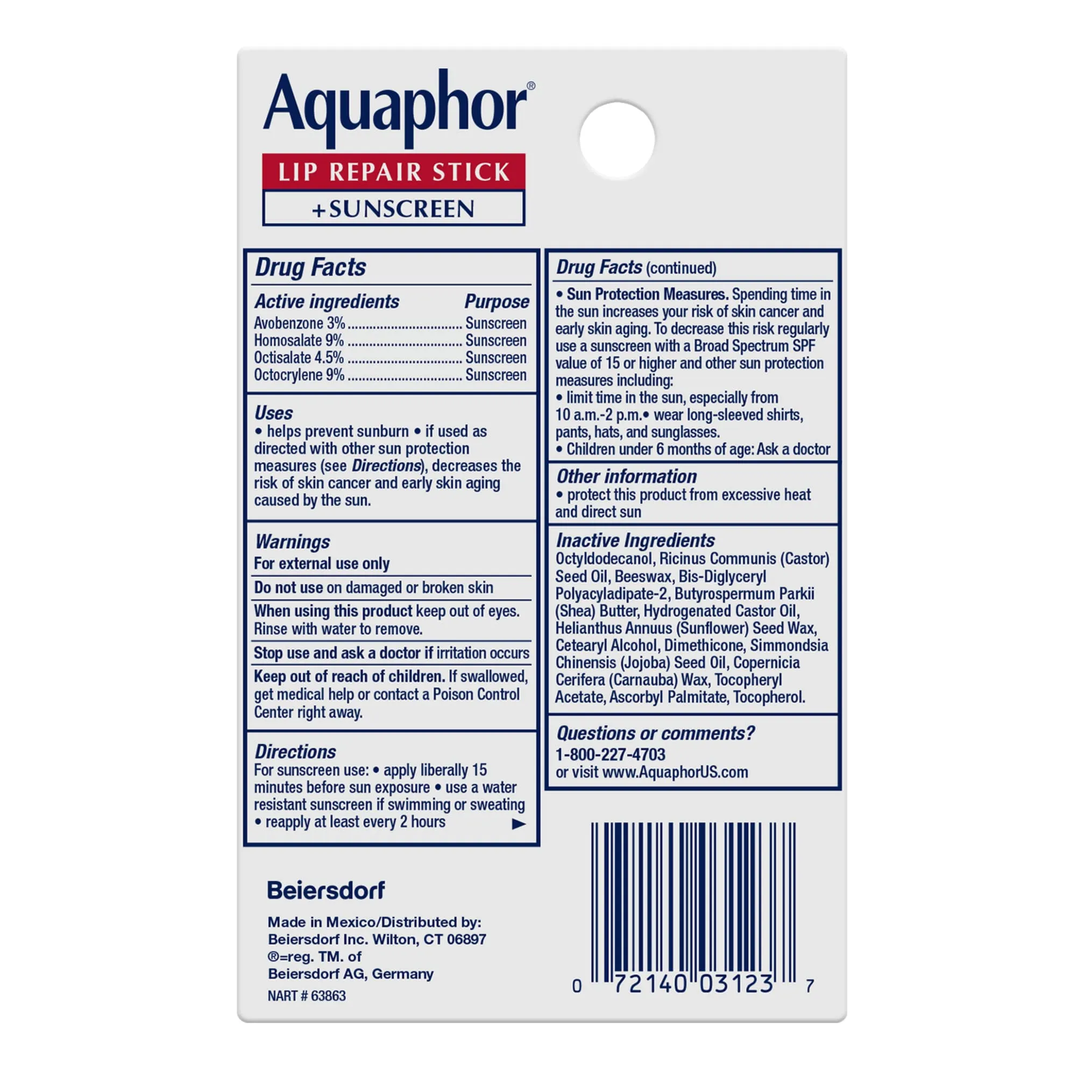 Aquaphor Lip Repair, Moisturizing Lip Balm Set, Soothes Dry Chapped Lips, Lip Repair Stick, 0.17 Oz (Pack of 2)   Lip Repair and Protect Stick, Lip Balm with Sunscreen SPF 30, 0.17 Oz (Pack of 2)