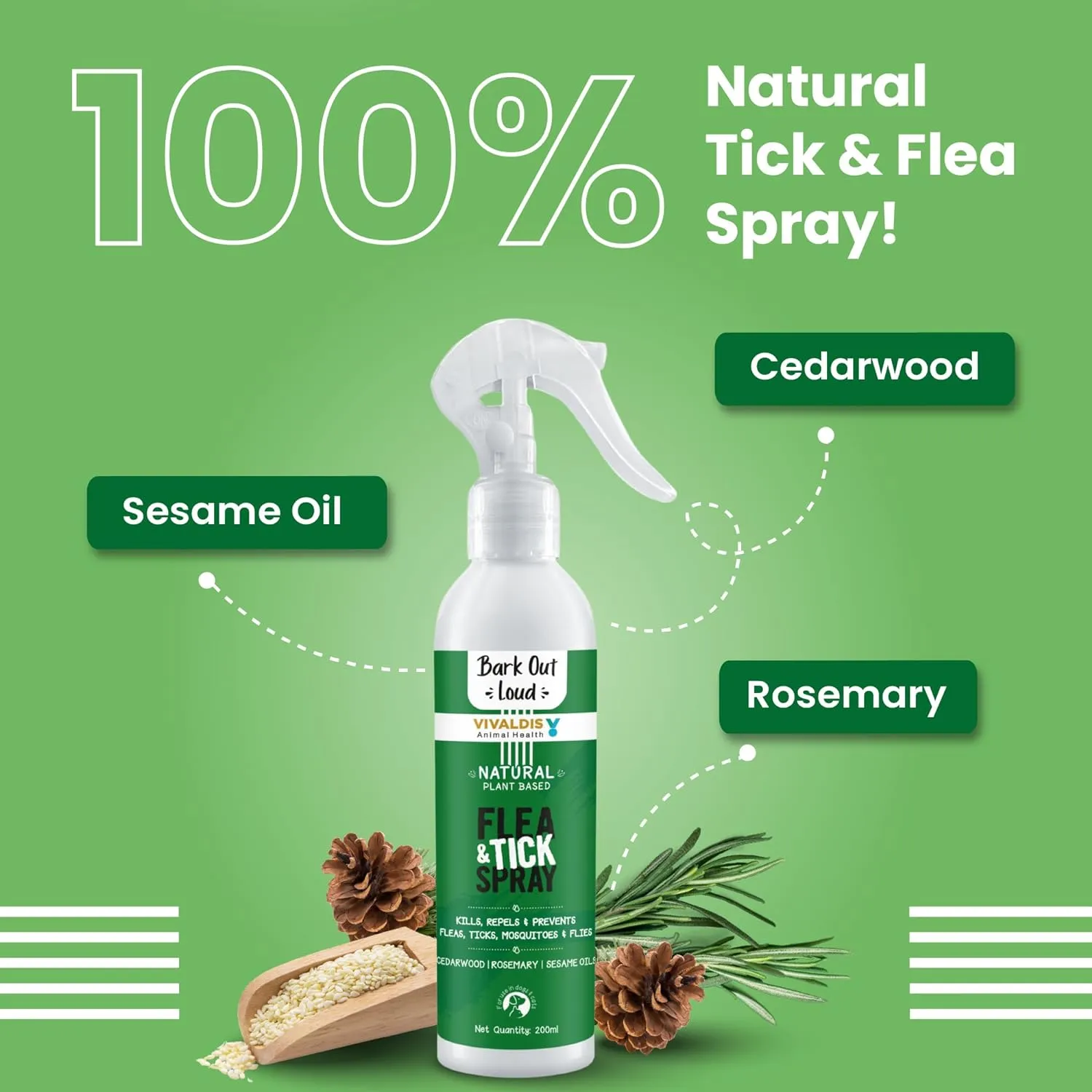 Bark Out Loud Natural Flea & Tick Spray for Dogs and Cats