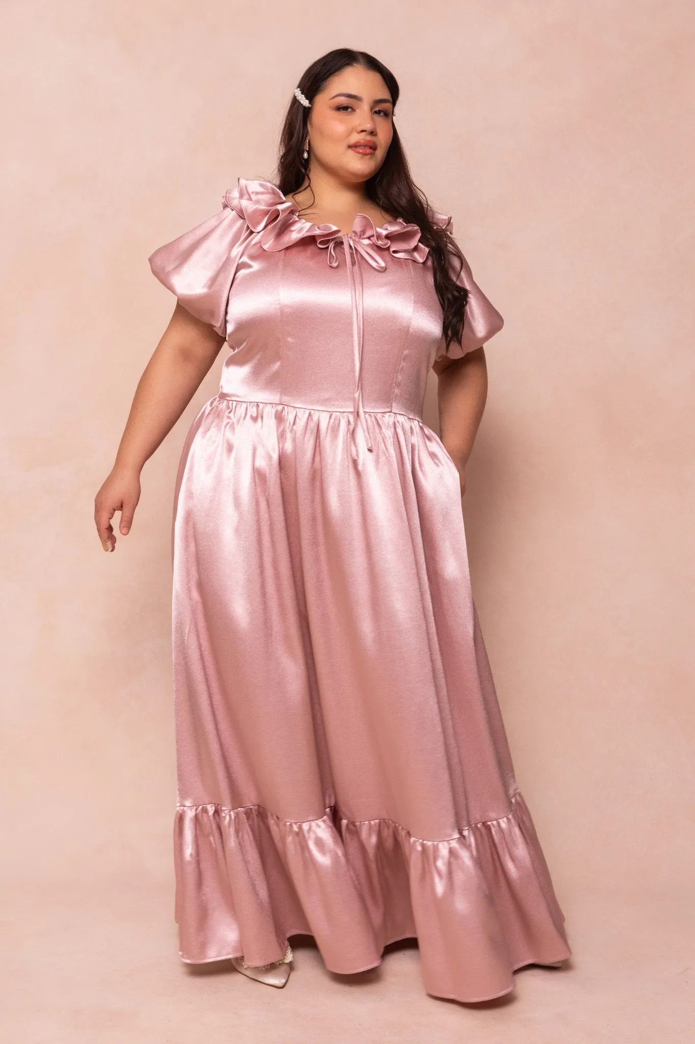 Billie Dress in Blush Satin - FINAL SALE