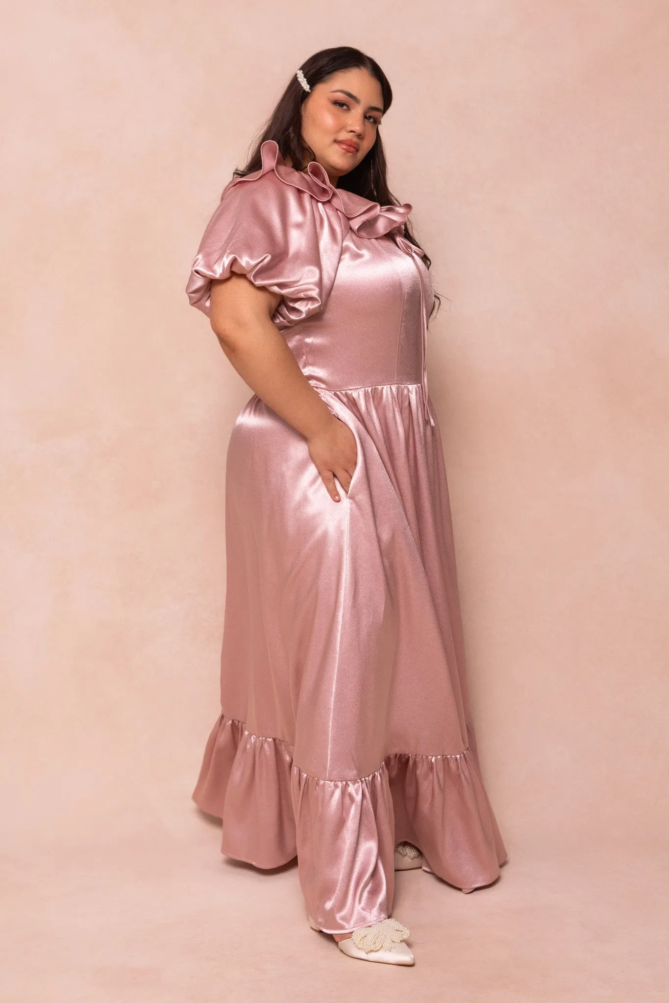 Billie Dress in Blush Satin - FINAL SALE