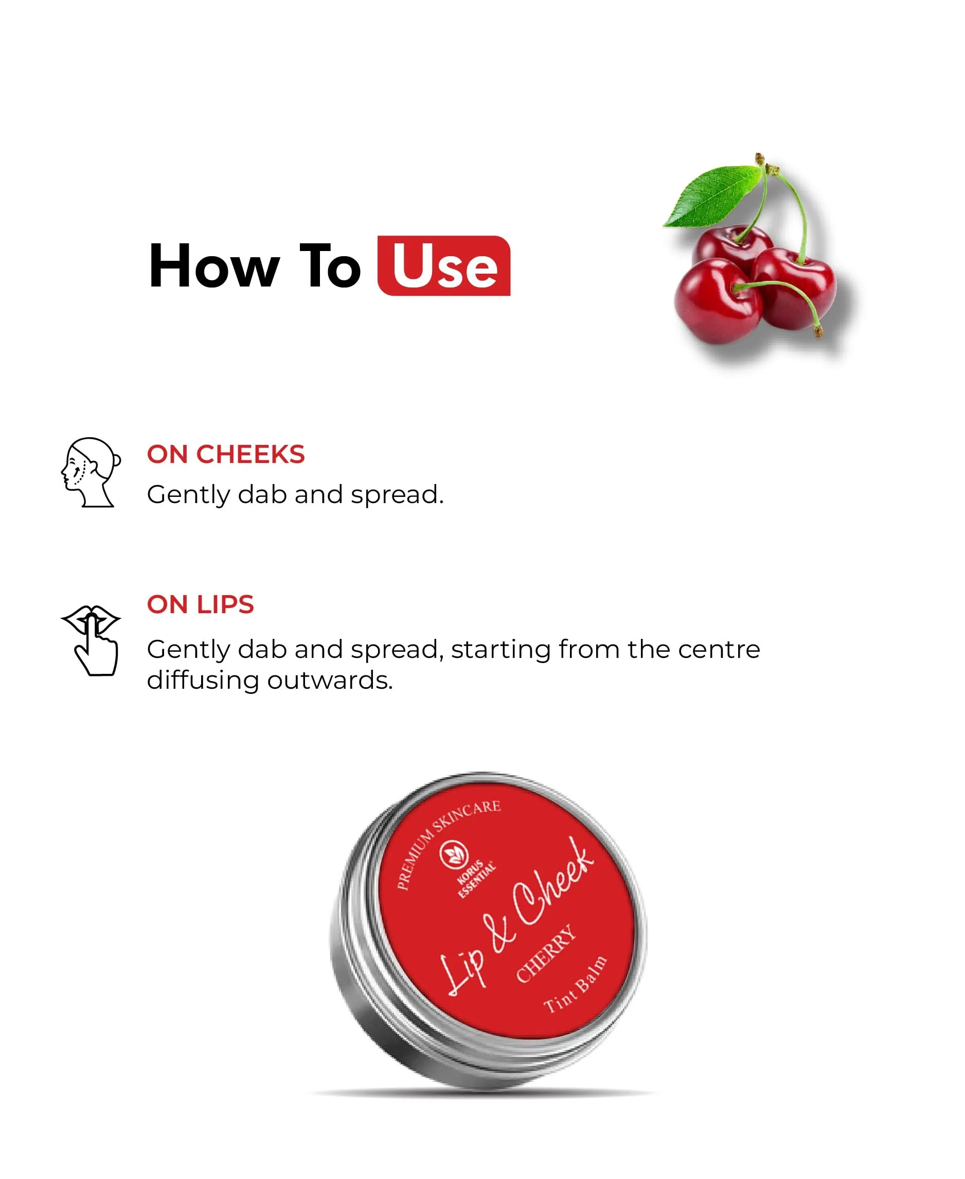 Korus Essential Cherry Lip & Cheek Tint Balm - 8 grams