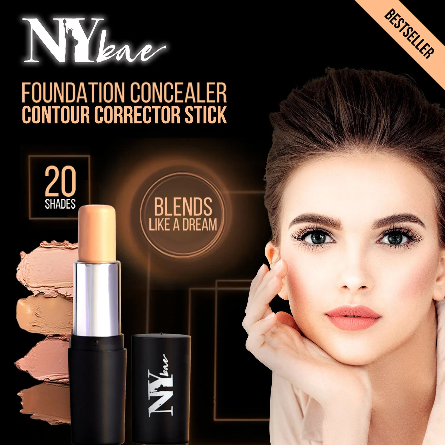 NY Bae All In One Stick - Grander Than Central 3 | Foundation Concealer Contour Colour Corrector Stick | Fair Skin | Creamy Matte Finish | Enriched With Vitamin E | Covers Blemishes & Dark Circles | Medium Coverage | Cruelty Free