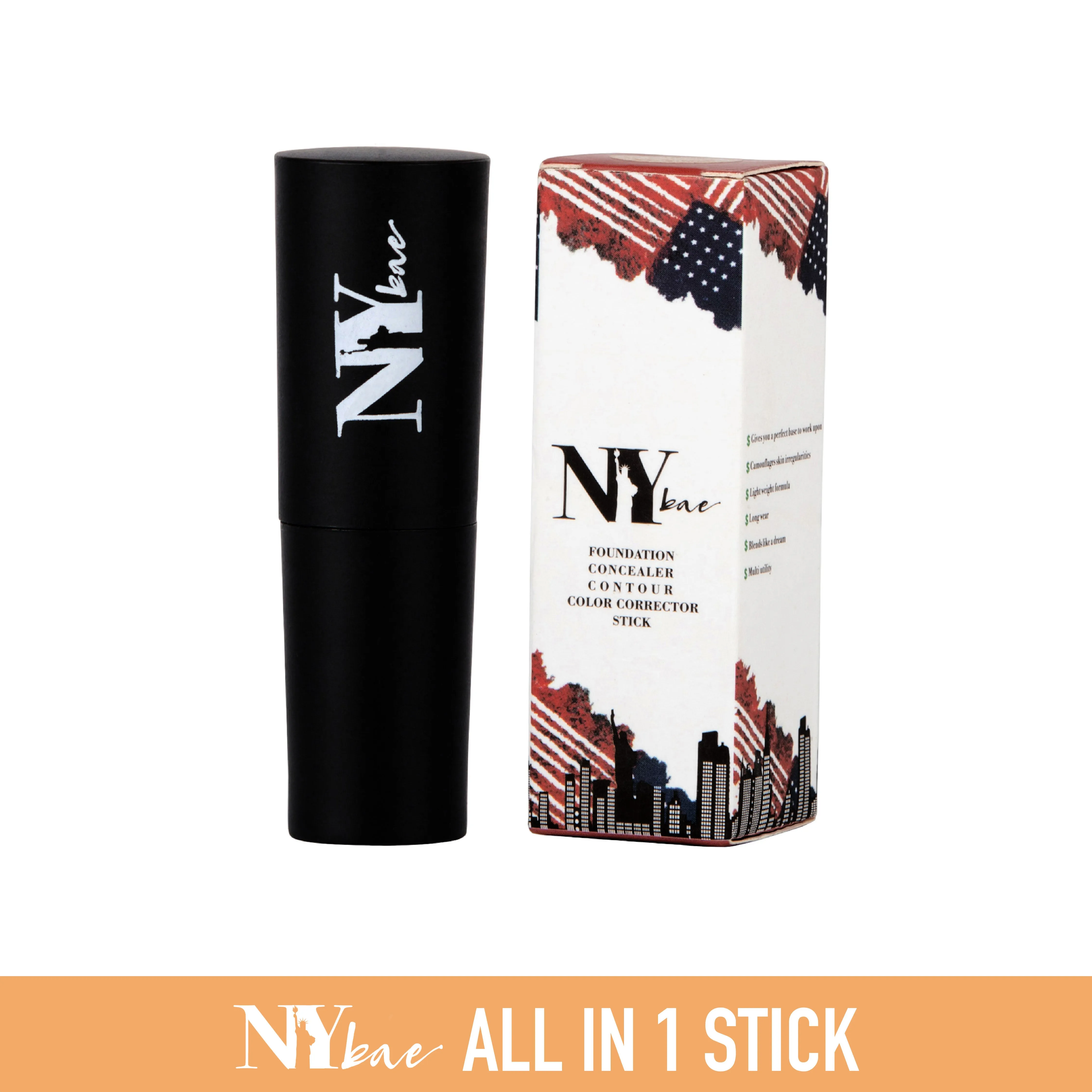 NY Bae All In One Stick - Grander Than Central 3 | Foundation Concealer Contour Colour Corrector Stick | Fair Skin | Creamy Matte Finish | Enriched With Vitamin E | Covers Blemishes & Dark Circles | Medium Coverage | Cruelty Free