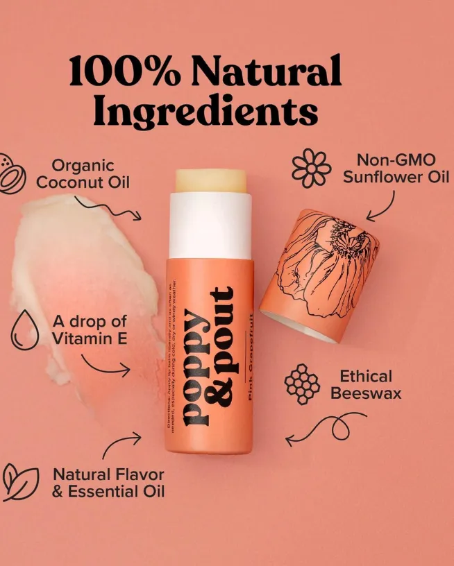 Poppy & Pout Pink Grapefruit Lip Balm