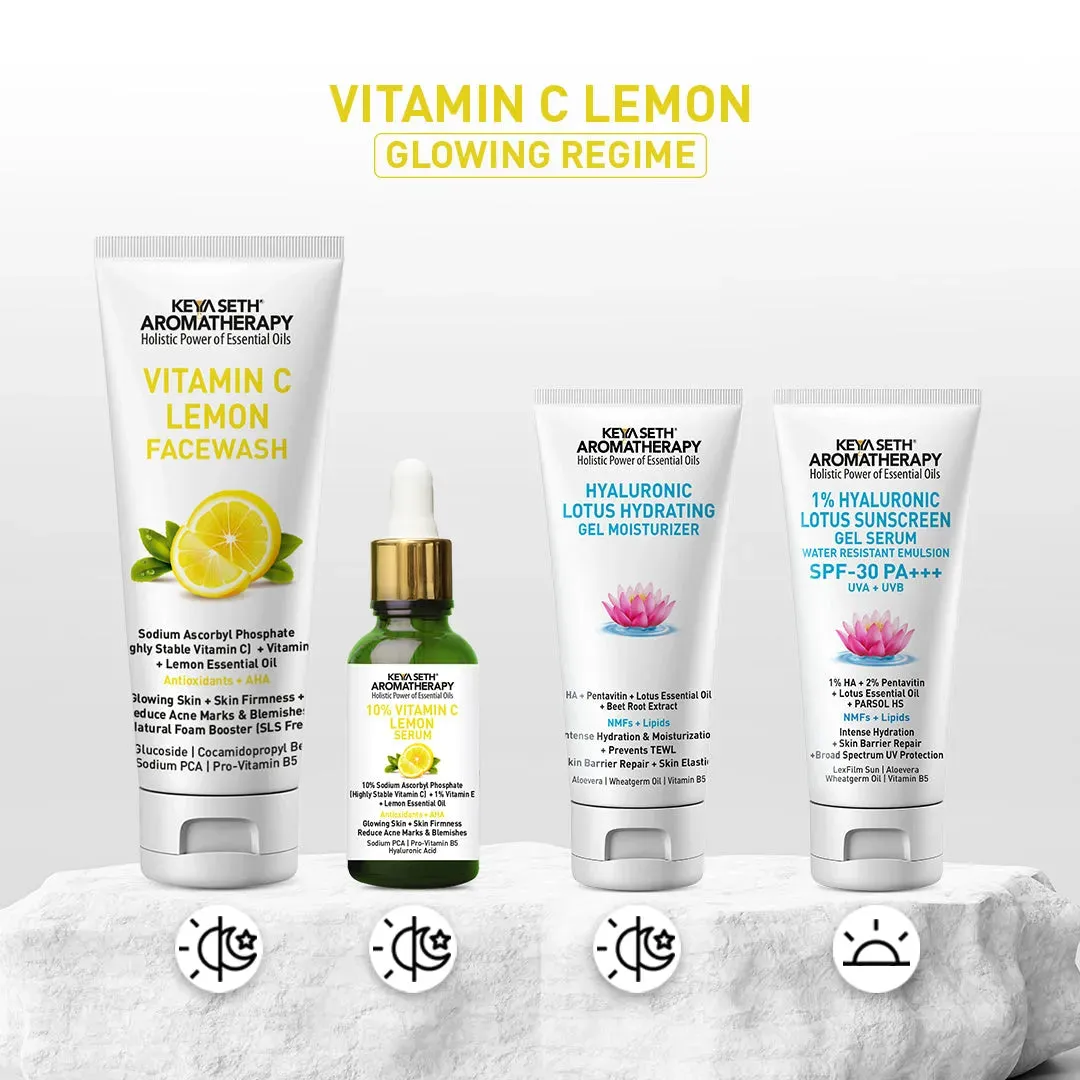 Vitamin C Lemon Combo: Facewash & Serum with Sodium Ascorbyl Phosphate, Vitamin E & AHA for Radiant, Firm, Acne-Free Skin