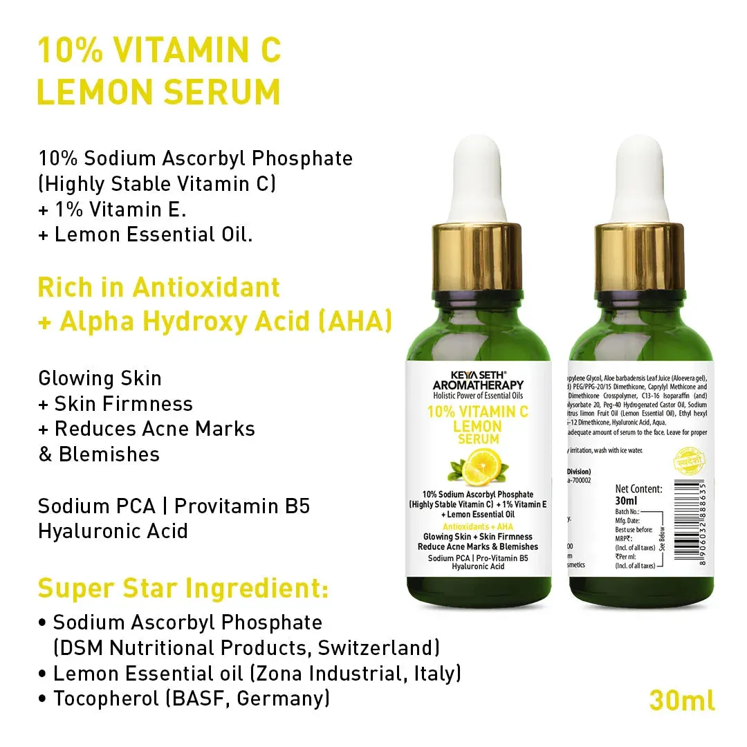 Vitamin C Lemon Combo: Facewash & Serum with Sodium Ascorbyl Phosphate, Vitamin E & AHA for Radiant, Firm, Acne-Free Skin